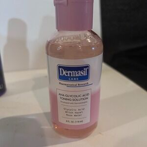 Dermasil AHA Glycolic Acid Toning Solution 4 FL OZ With Witch Hazel Rose Water